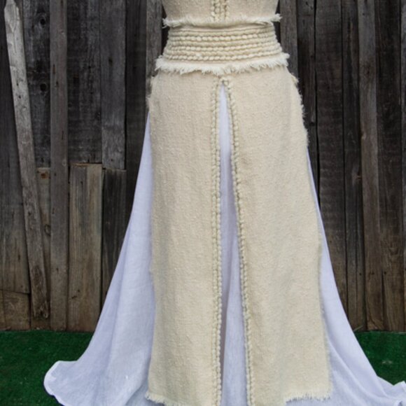 Pagan lace up Handmade Viking wedding dress, wool - Picture 8 of 8